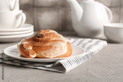 Plate of sweet cinnamon rol...