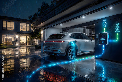Electric car using V2H and V2G smart charging