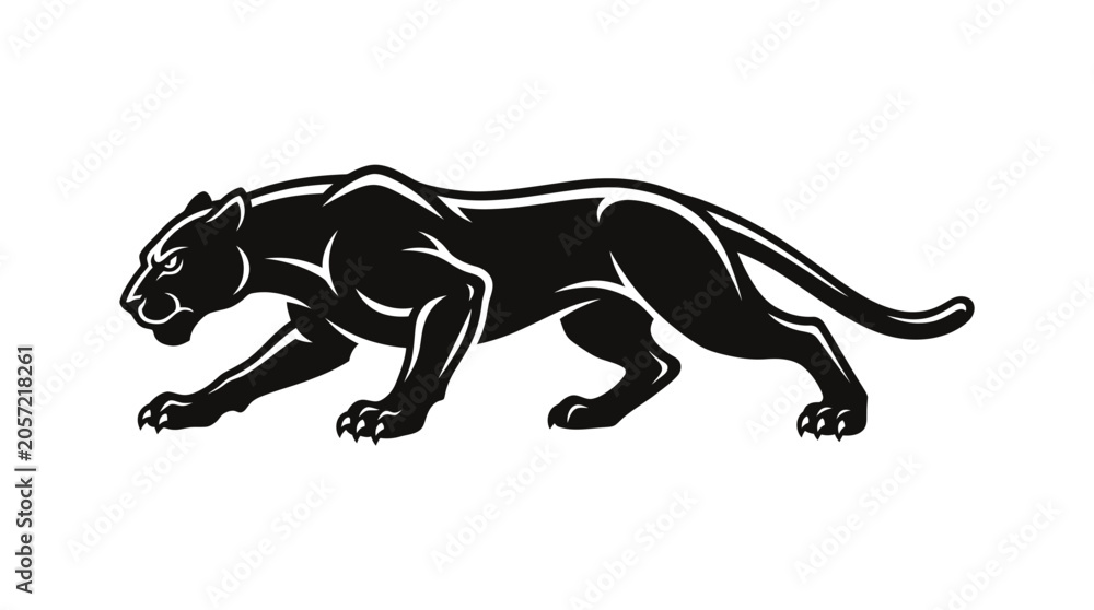 Fototapeta premium Black Panther Silhouette Walking Motion Graphic
