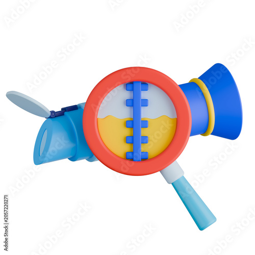 Handheld Refractometer Device with Magnifying Glass Showing Scale Line for Measuring Specific Gravity. 3d illustration.