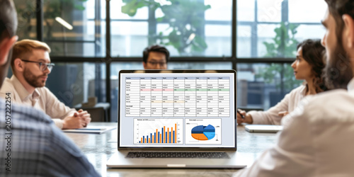 Business data dashboard provide business intelligence analytic for marketing strategy planning brisk with big data set to analyze customer demands and foreseeing business future