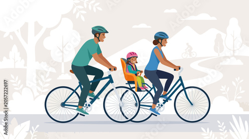 Family biking leisure outside together