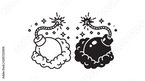 Fotografía Bombs Bursting with Stars and Smoke in a Cartoon Illustration Featuring Bomb, Ex