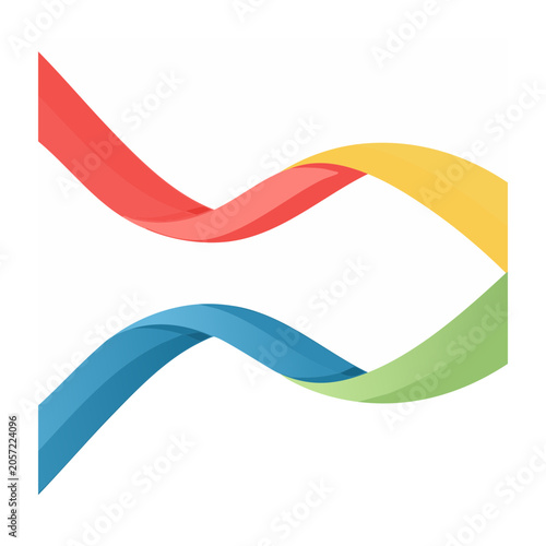 Curved ribbon vector in flat design