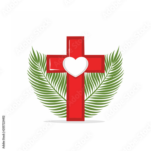 Red heart with laurel wreath vector