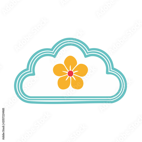 Yellow flower with blue swirl ornament vector