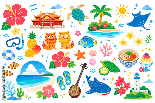 沖縄のイラストセット