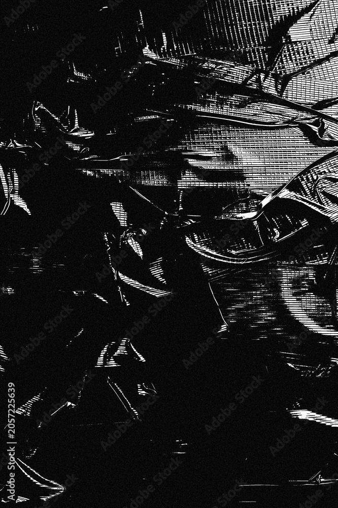 Fototapeta premium High contrast monochrome image of a heavily scratched, distressed metal or stone surface