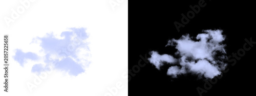 Soft light blue fluffy cloud isolated on white and black