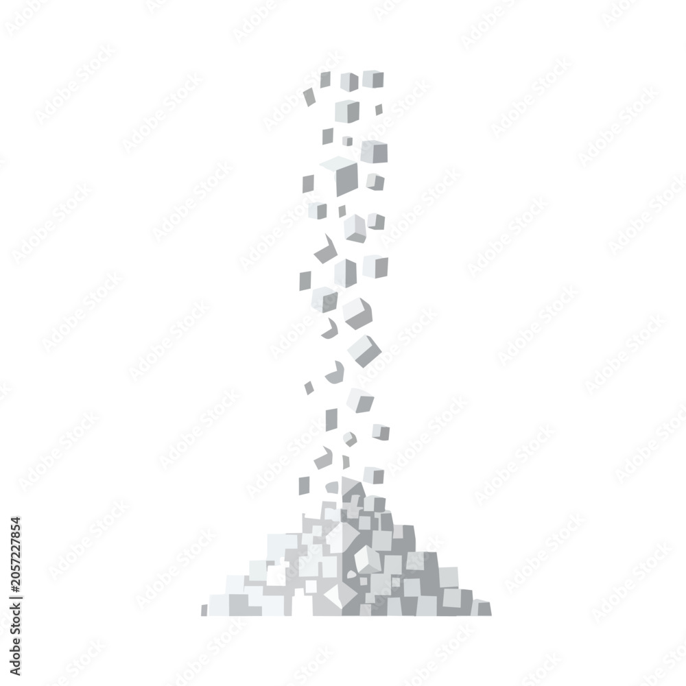 Fototapeta premium Abstract Falling Gray Cubes and Geometric Square Blocks Accumulation