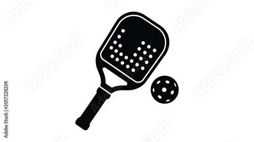 Pickleball Paddle And Ball Silhouette sport game