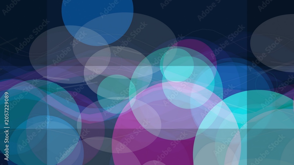 Obraz premium Vibrant abstract design featuring translucent overlapping circles in blue, pink, and green with a soft luminous glow.