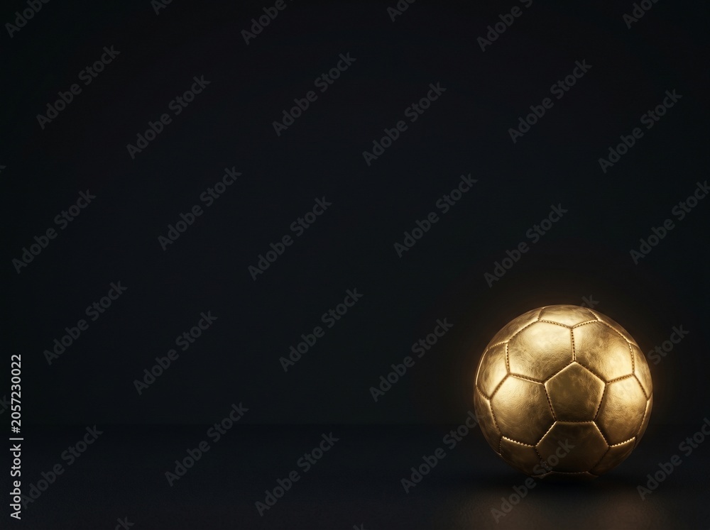 Fototapeta premium Golden soccer ball on a dark background