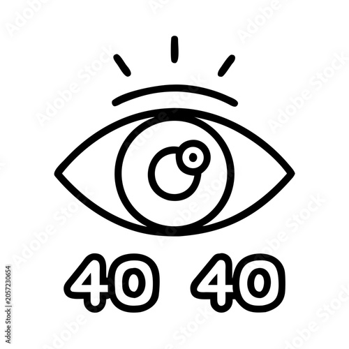 Eye icon with 40 40 vision numbers - Minimalist eye icon showing vision prescription numbers 40 40, ideal for health, vision, or medical designs.