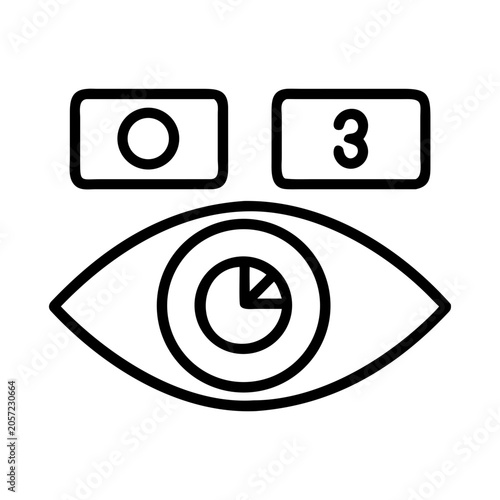 Eye with clock and number buttons icon - Minimalist eye icon featuring a clock and two number buttons, perfect for digital interfaces and modern designs.