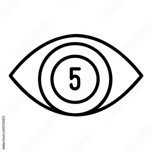 Minimal eye icon with number five inside - Clean and simple vector icon of an eye featuring the number five in the center, suitable for medical, survey, or design projects.