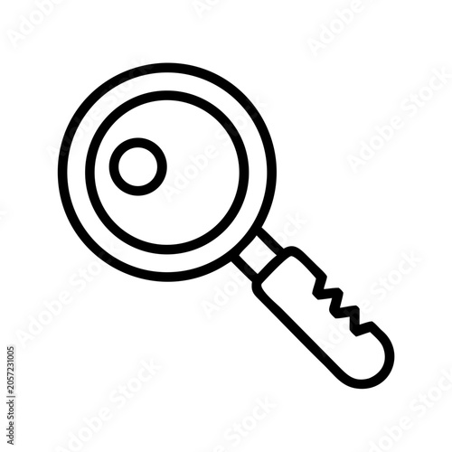 Magnifying glass with gear icon illustration - Clean flat design of a magnifying glass featuring a gear inside the lens, symbolizing inspection or settings adjustment.