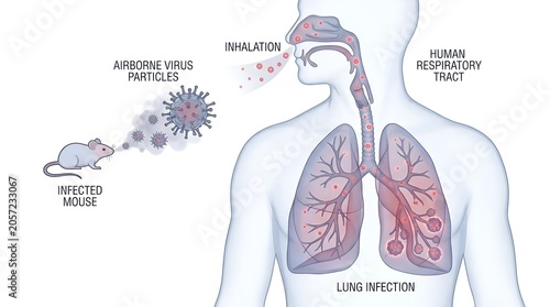 Airborne Virus Spread: Respiratory System Infection Illustration