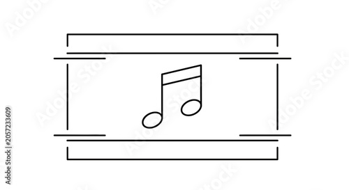 Music Note Icon on Screen, Digital Audio Concept, Sound Wave Symbol