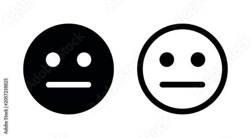 Photos Two neutral face icons, solid black and outline, on white background