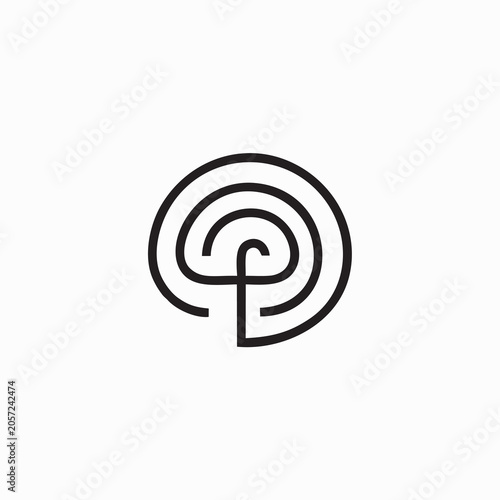 Brain Logo silhouette design vector template. Think idea concept. Brainstorm power thinking brain Logo icon logotype.