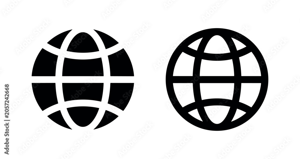 Obraz premium Global connection and internet icon set, solid and outline