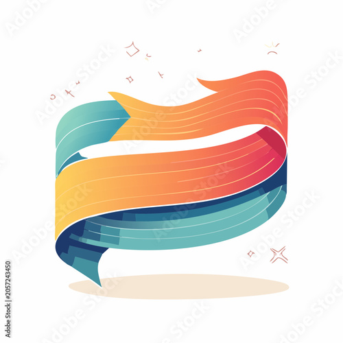 Abstract Ribbon Banner with Gradient Colors and Sparkles