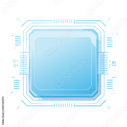 Blue smartphone front view transparent