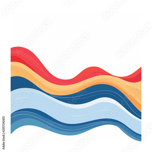 Curved ribbon pattern in red orange yellow blue white