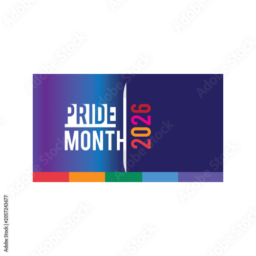 Happy Pride Month Banner with Rainbow Colors and LGBTQ Celebration