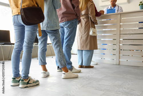 Patients waiting in line at...