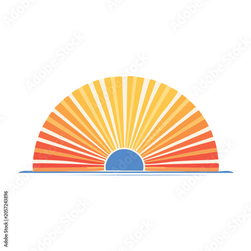 Flat design vector of a bright sun with rays