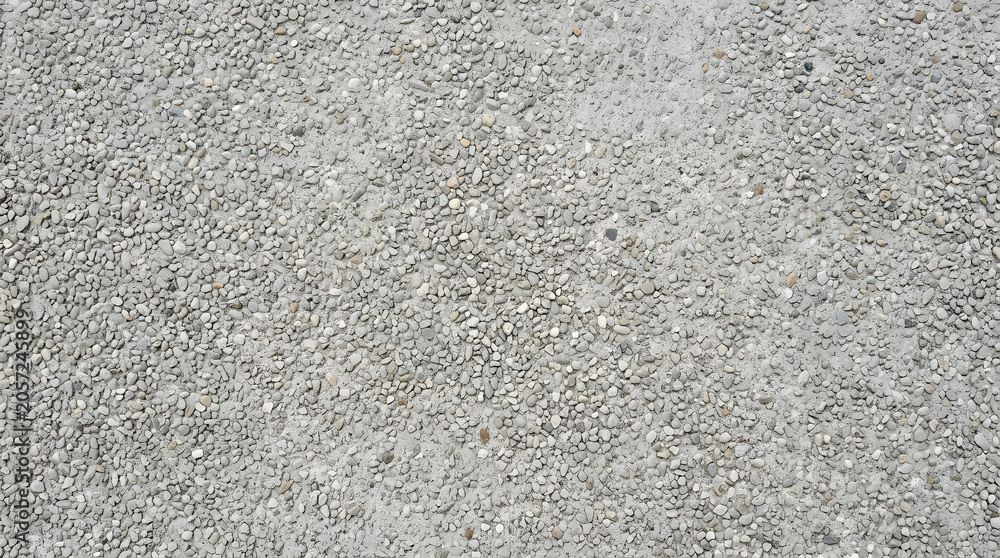 Fototapeta premium Pebble Texture Background: A close-up, overhead view of a surface covered in small, grey and white pebbles, creating a natural, granular texture.