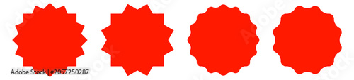 Red Starburst And Scalloped Circle Shape Vector Collection