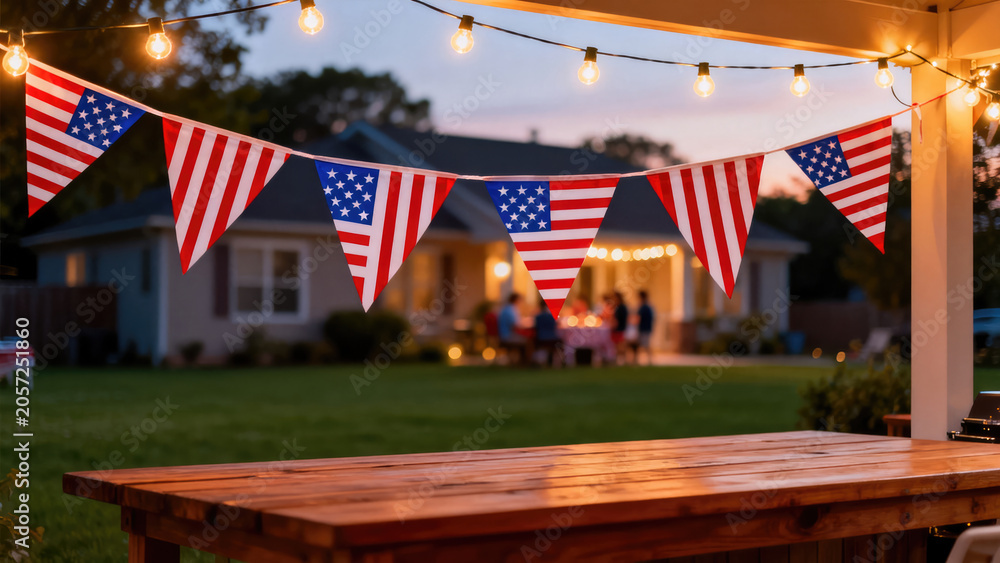 Fototapeta premium Patriotic outdoor decorations for summer celebrations