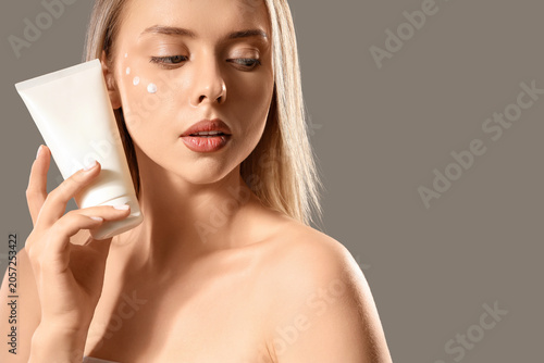 Sexy young woman with facia...