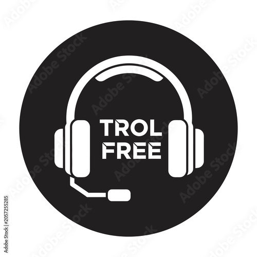 Quadro em tela Trol Free Communication Icon with Headset Symbol for Safe Online Customer Servic