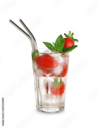 Glass of fresh lemonade wit...