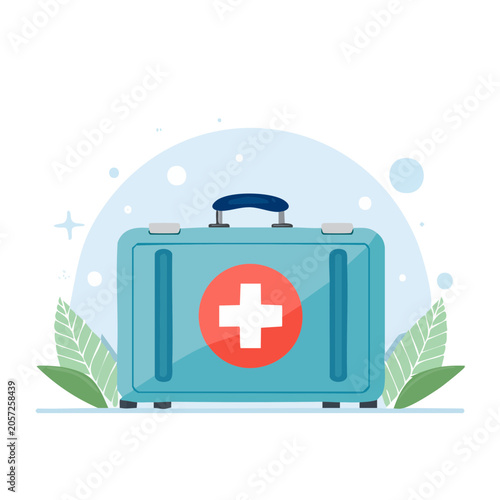 Flat design medical cross shield icon