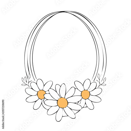 Yellow flower line art vector illustration