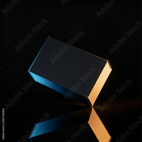 Premium Black Box Mockup with Gold & Blue Lighting