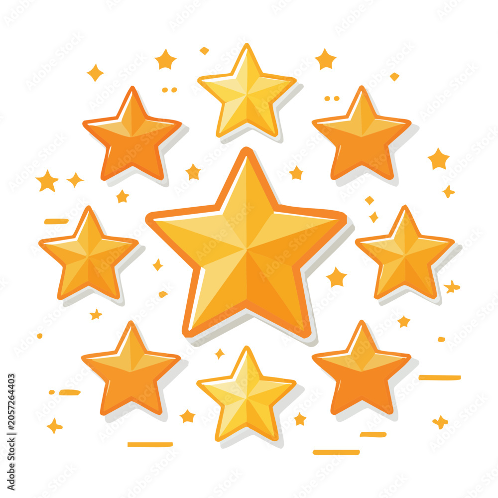 Obraz premium Bright yellow stars on white background