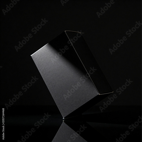 Black Luxury Product Box Mockup with Gold Trim