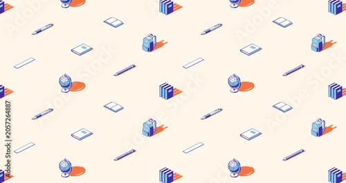 Back to school seamless loop of education themed isometric icons