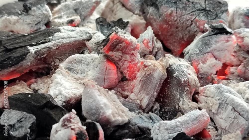 Hot burning charcoal with red embers and white ash. A stable, efficient, and smoke free heat source, this charcoal is ideal for domestic, culinary, and industrial use