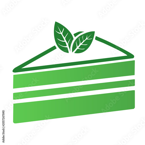 Flat design green leaf with stripes vector