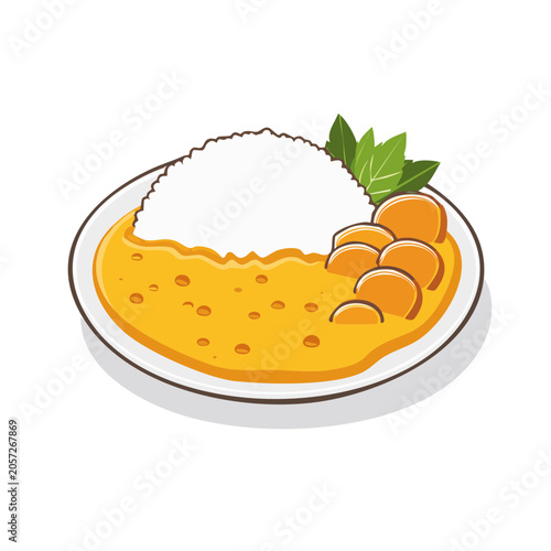 Flat design orange slice with green sprout