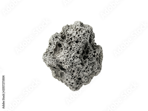 Volcanic lava rock with porous texture, natural grey pumice stone for spa and skincare, organic basalt mineral specimen for geology isolated on Transparent Background