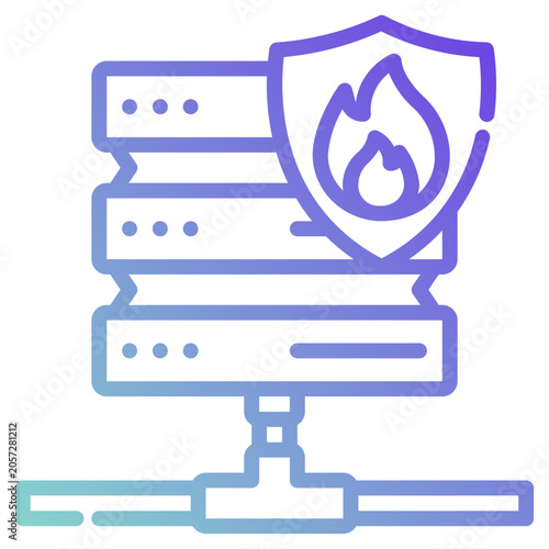 server protection. this is a vector single icon with a dashed line gradient style. It is suitable for various purposes, including website design, mobile app design, and logo design.