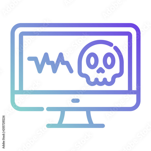 system scan. this is a vector single icon with a dashed line gradient style. It is suitable for various purposes, including website design, mobile app design, and logo design.